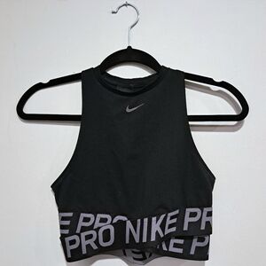 Nike Black and Gray High-Neck Sports Bra
